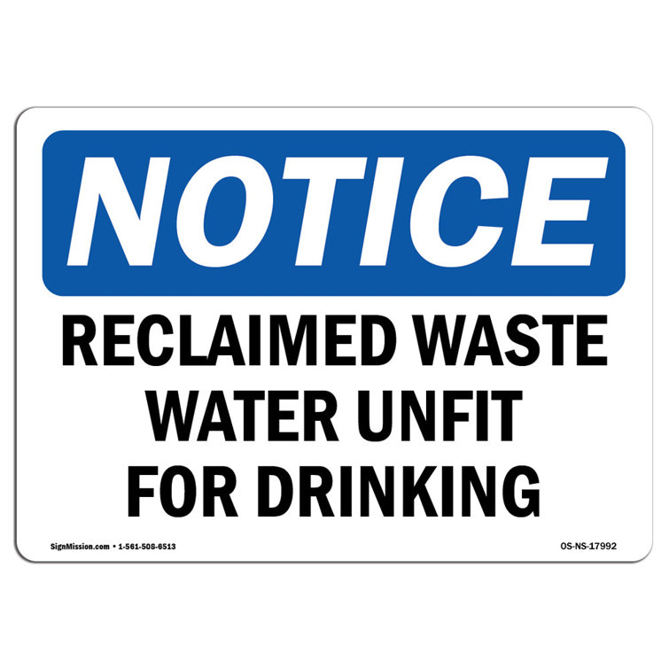 SignMission Reclaimed Waste Water Unfit for Drinking Sign Wayfair